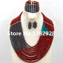 Африки Нигерии Свадебная вечеринка иногда Кристалл Бусины комплект ювелирных изделий Идеальный невесты подарок Цепочки и ожерелья комплект