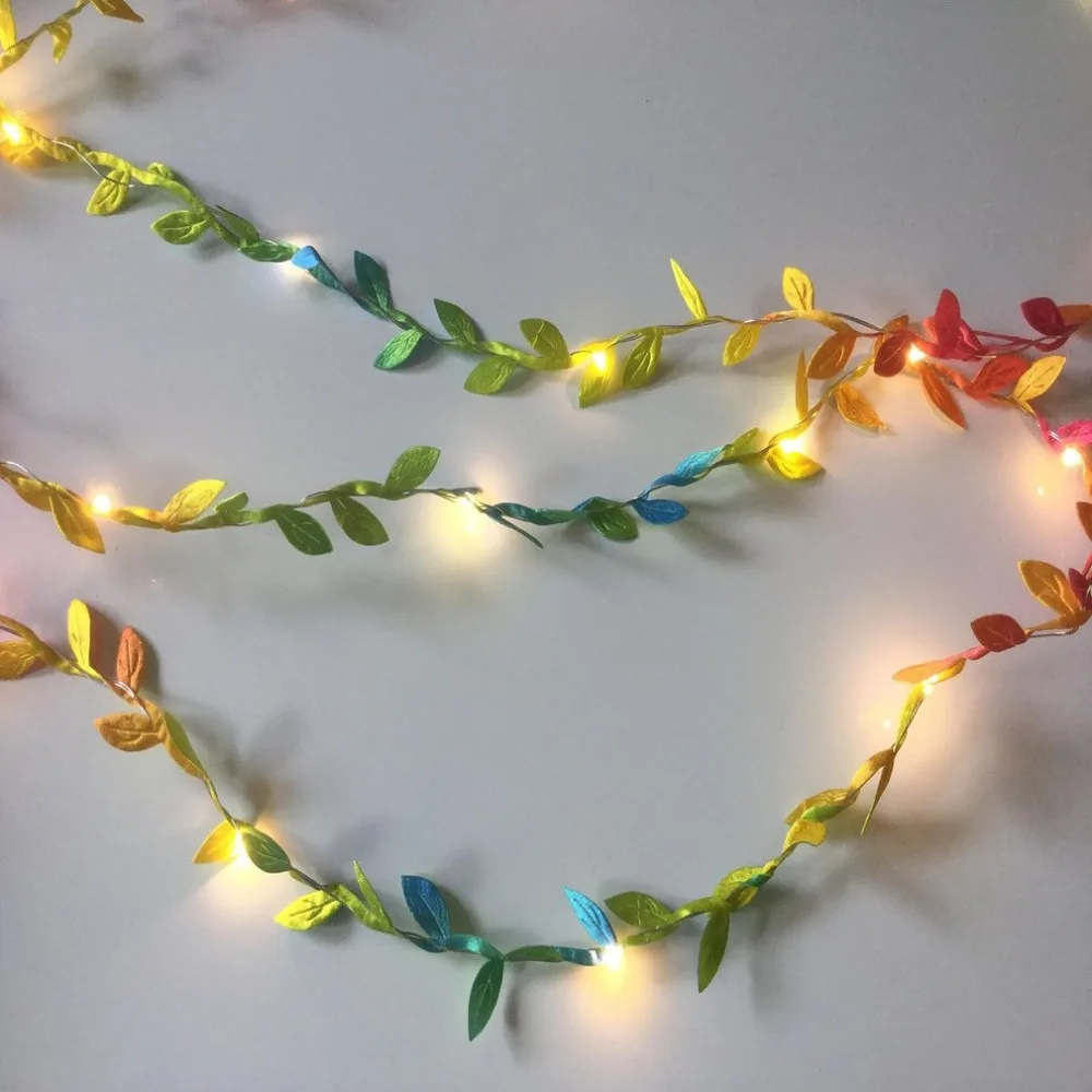 

Colorful Leaf Style 2m 20LED Battery Power Flexible Fairy String Light Christmas Decoration Party Outdoor Indoor String Lamp