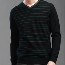 TANGNEST свитер мужской повседневный удобный Полосатый Цвет Модный v-образный вырез жаккардовый свитер мужской Азиатский Размер 2XL MZL795