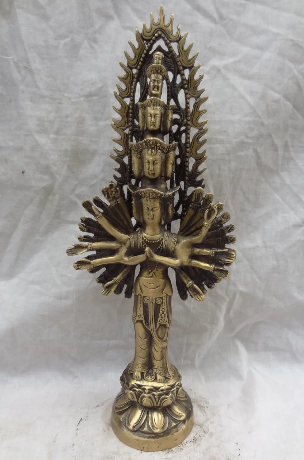 

14" Tibet Bronze Buddhist 1000 Arms Hand Avalokitesvara Kwan-yin Buddha Statue