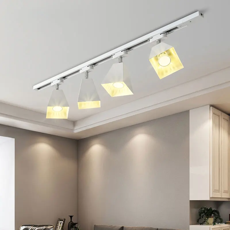 

Led Track Lamp background wall wrought iron room decoration Surface mounted spotlight Four heads ceiling Lamp