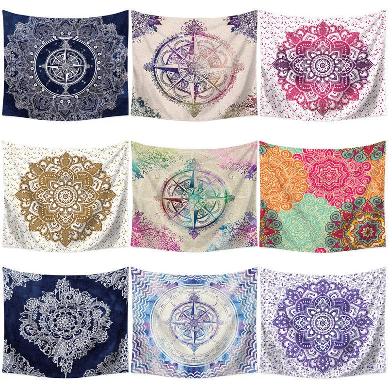 

110*130cm Mandala Style Printed Wall Cloth Tapestry Polyester Hanging Wall Carpet Decorative Tablecloth Blanket Home Decor 60009