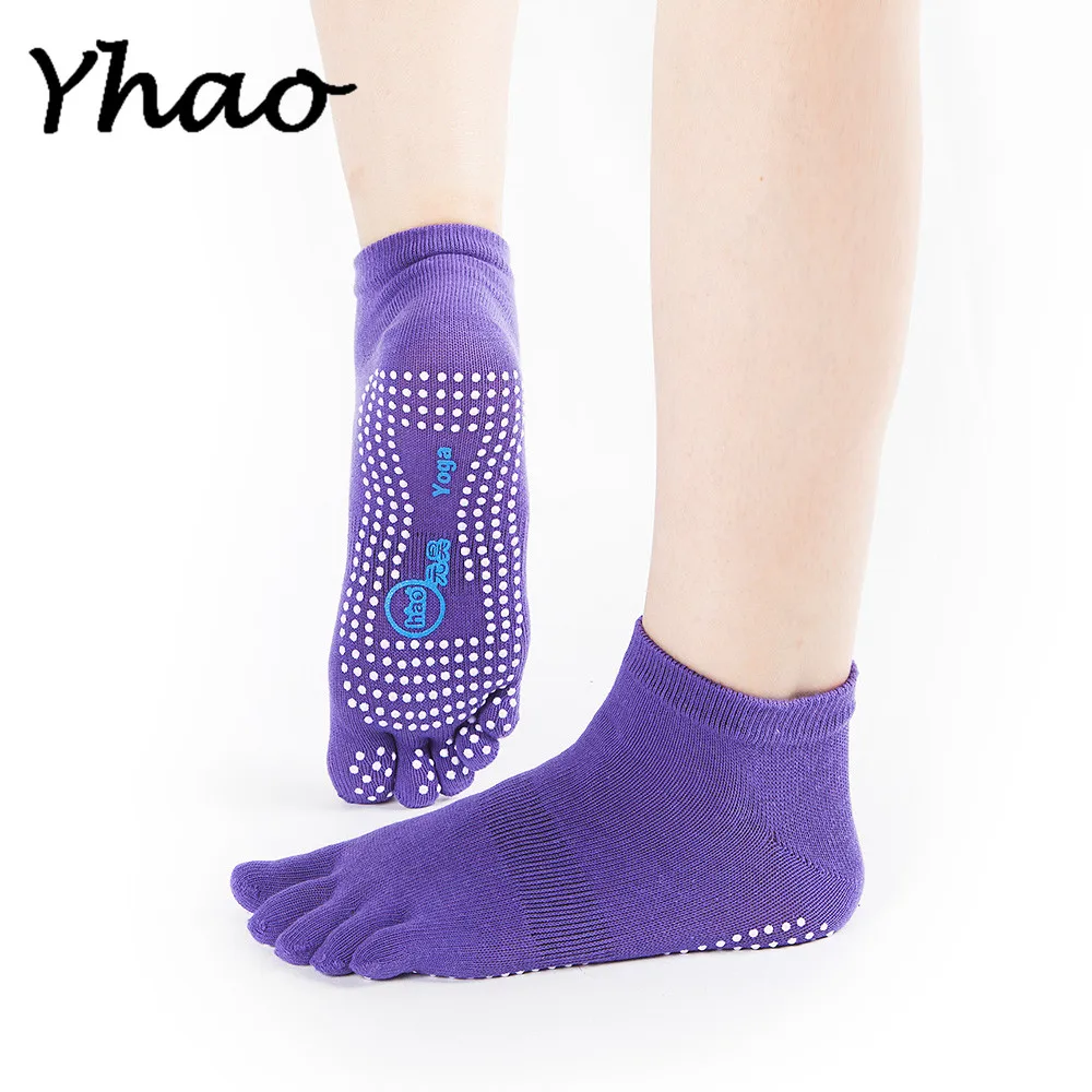 Носки для йоги для женщин Toeless противоскользящие Пилатес детские колготки дышащие пять пальцев пол Фитнес хлопок спортивные носки
