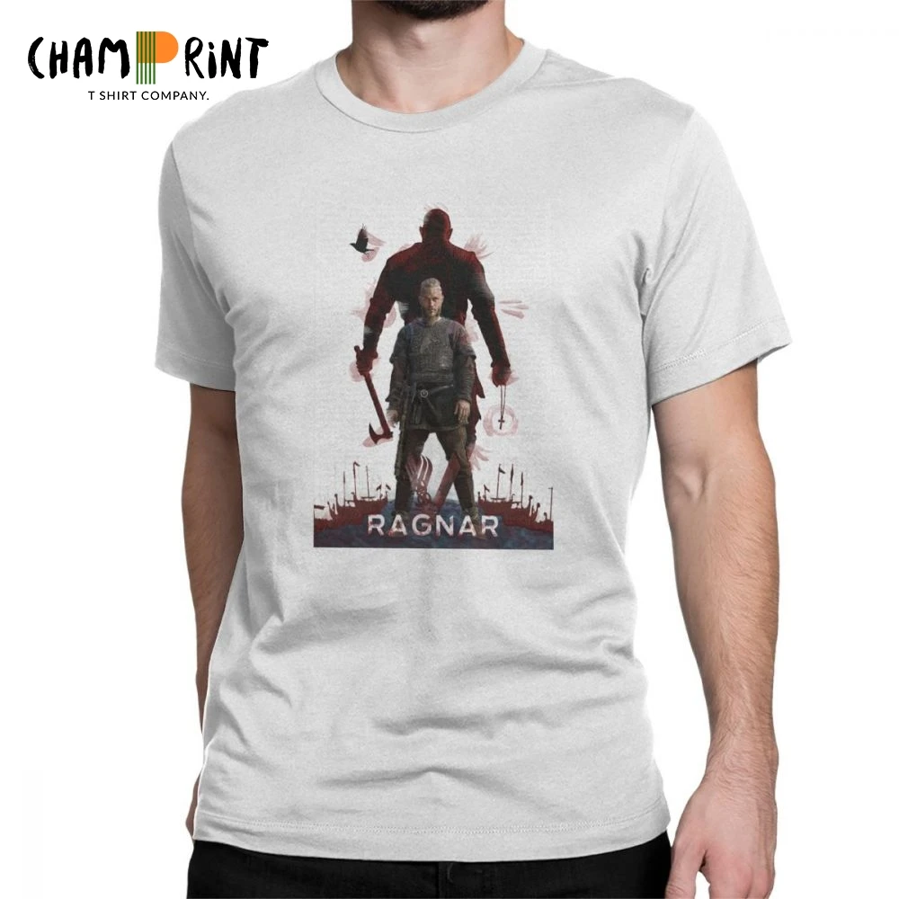 Ragnar Lothbrok Vikings модные футболки для мужчин с коротким рукавом Топы Ретро графическая футболка из чистого хлопка с круглым вырезом футболка