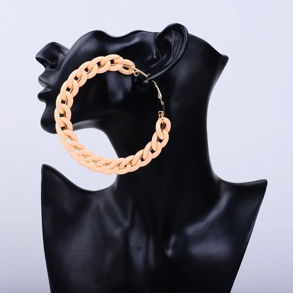 Hoop Earrings Big Circle Earrings Basketball Brincos Party Loop CCB Earrings for Women UV Jewelry 80MM 1 pair Party Wholesale