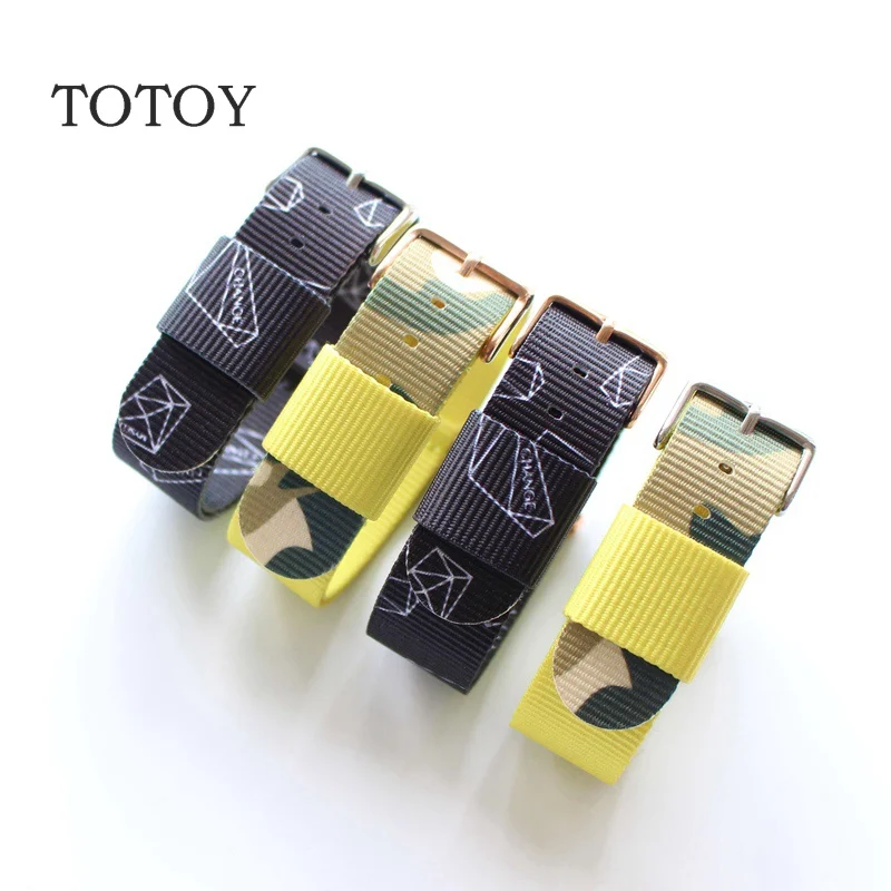 

TOTOY Original Design For Men's Nylon Watchbands, 20MM Black Masonry Pattern Decorative Strap, Fast Delivery
