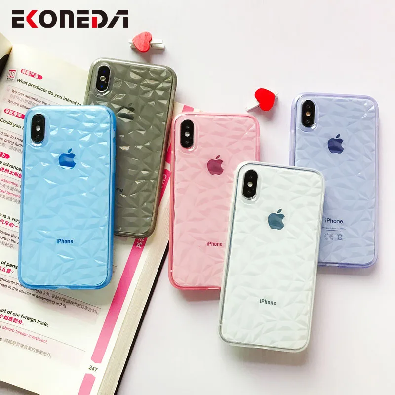 

EKONEDA Transparent Diamond Soft Case For iPhone 7 Case Silicone Plain Cover For iPhone X Case For iPhone XR XS Max 6S 7 8 Plus
