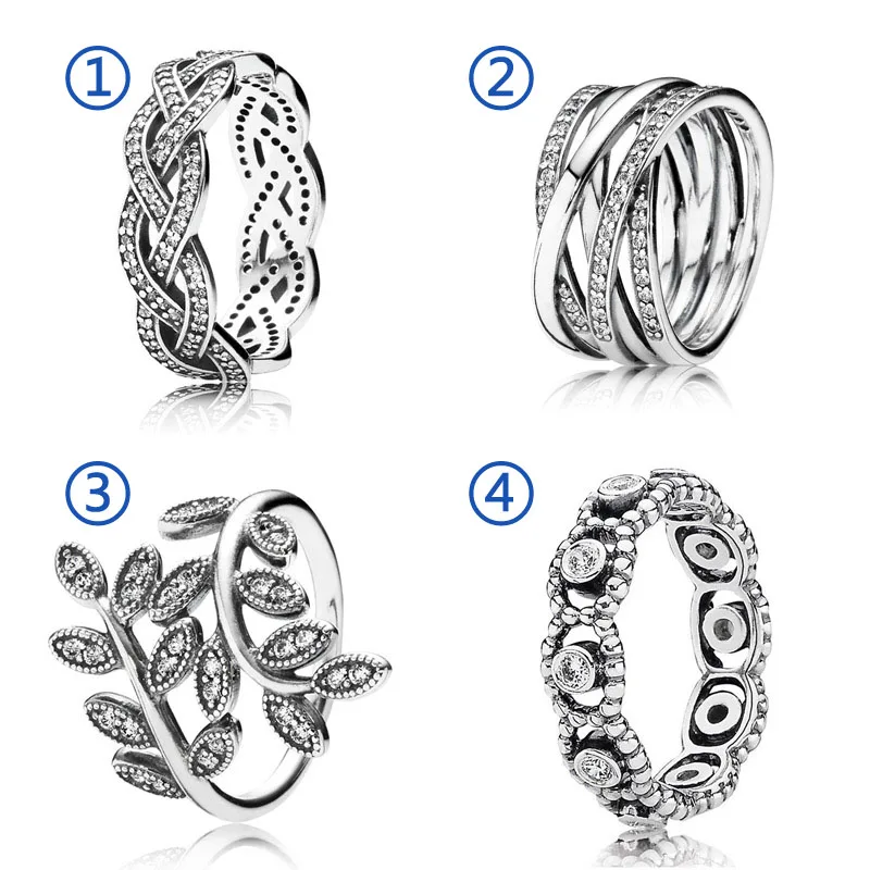 

30% 925 Silver Sparkling Silver Braid Entwining Rings With Crystal For Women Wedding Party Gift Fine Pandora Jewelry