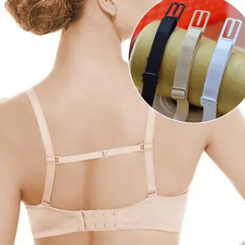 

1Pc Women Bra Back Double Shoulder Straps Adjustable Elastic Slip-Resistant Belt Buckle Non-Slip Clips Solid Color