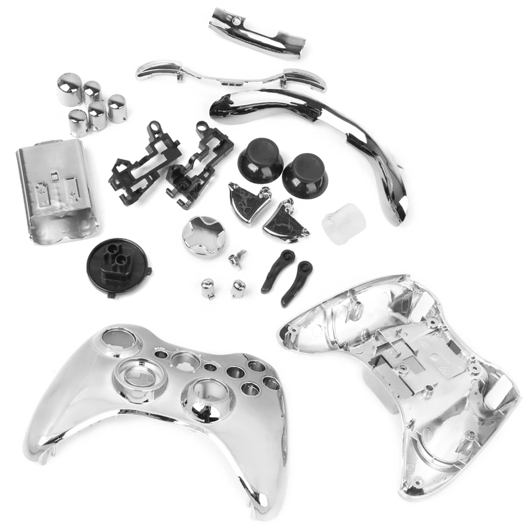 

Metal Plated Full Housing Shell Case Kit Replacement Parts for Xbox 360 Wireless Controller - Silver