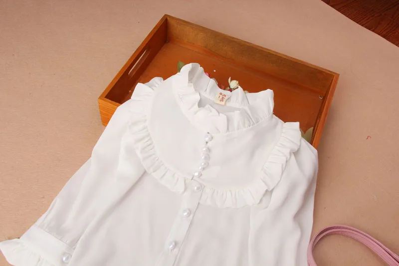 Одежда для девочек коллекция года, Осенняя детская одежда для детей школьная Блуза для девочек однобортная шифоновая Детская рубашка blusas для детей возрастом от 2 до 16 лет