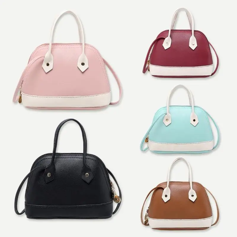 

Shoulder Small Messenger Handbags Women PU Leather Casual Shell Top-handle Bags Hit Color Phone Crossbody Packs