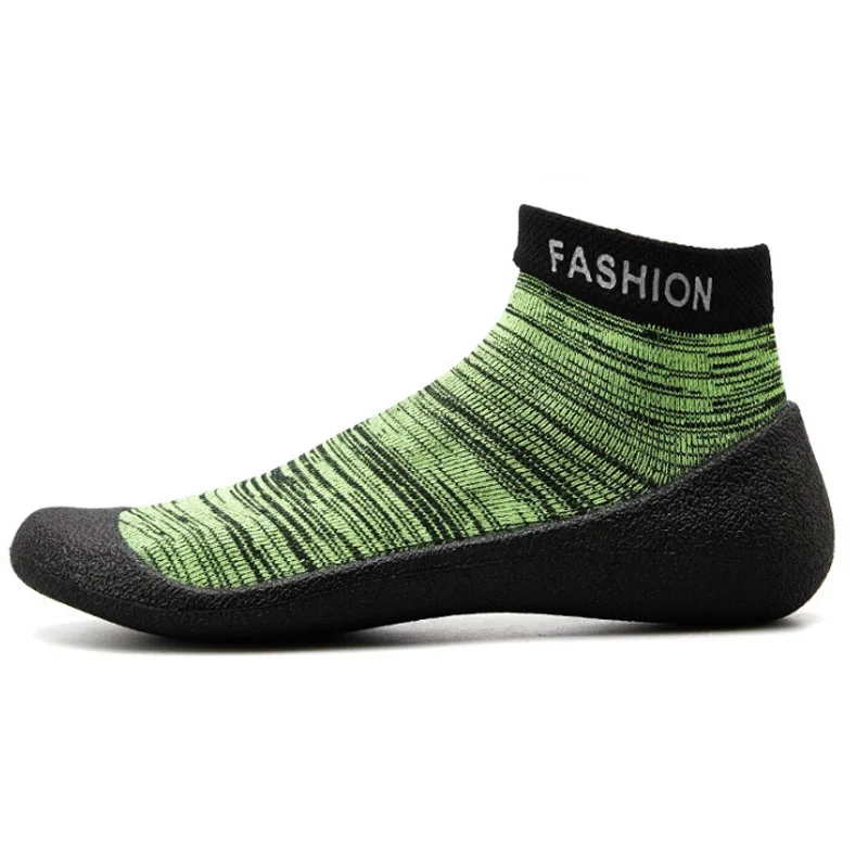 ZHENBAILI/Большие размеры 36-46, легкие дышащие вязанные высокие носки, кроссовки, мужские и женские мягкие слипоны, кроссовки на плоской подошве - Цвет: Green