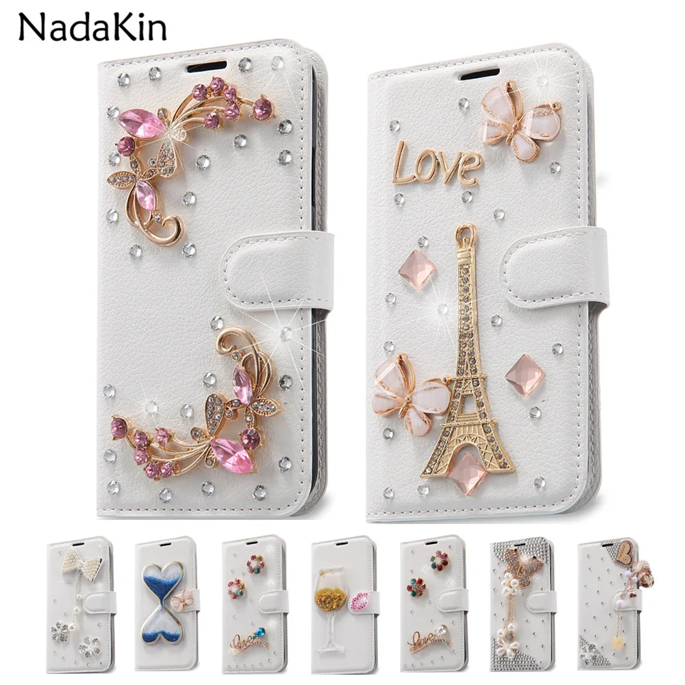 

Sparkling Rhinestone Flip PU Leather Wallet Case Cover for Xiaomi Redmi 6 S2 Note Pro Max Mix 2 3 4A 5A 5X Kickstand Card Slots