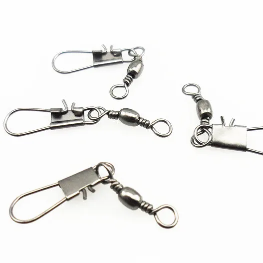 50pcs Stainless steel swivels interlock snap fishing lure tackles winter fishing gear accessories Connector copper swivel 41018
