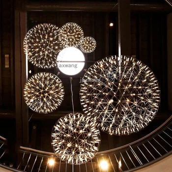 

Modern LED Pendant Lights Iron Loft Clothing Store Hanging Lamp Spark Ball Creative Bar Fireworks Starry Restaurant Pendant Lamp
