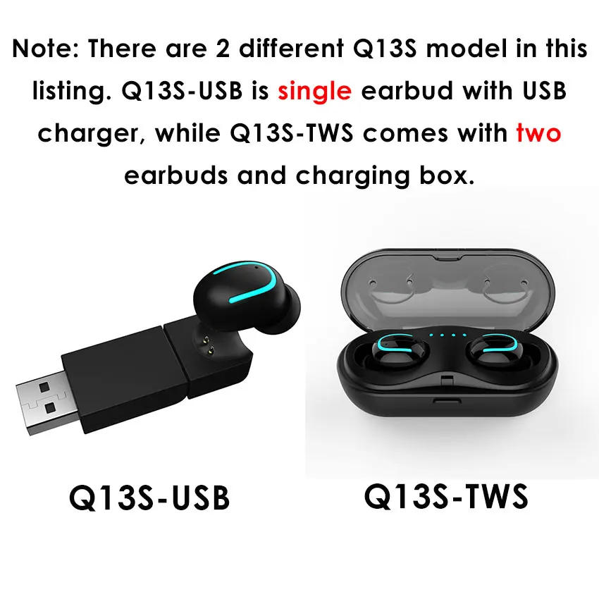 yinew 1 (18)Q13S TWS Bluetooth 5.0 Headset Mini Twins Wireless Stereo Earphone In-Ear Earbud Charging Box with Mic for Smartphone pk i10 tws