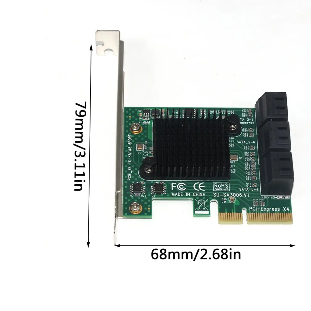 

Pci-E To Sata3.0 Expansion Card 6 Port Sata3.0 Riser Card 6G Ipfs Hard Drive Expansion Card Group Ans