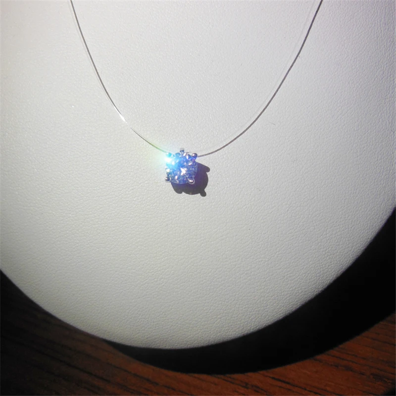 100% Sterling Silver Jewelry AAA Crystal Zircon CZ 925 Silver Necklace & Pendants For Women Fishing Line Choker Necklace Collar