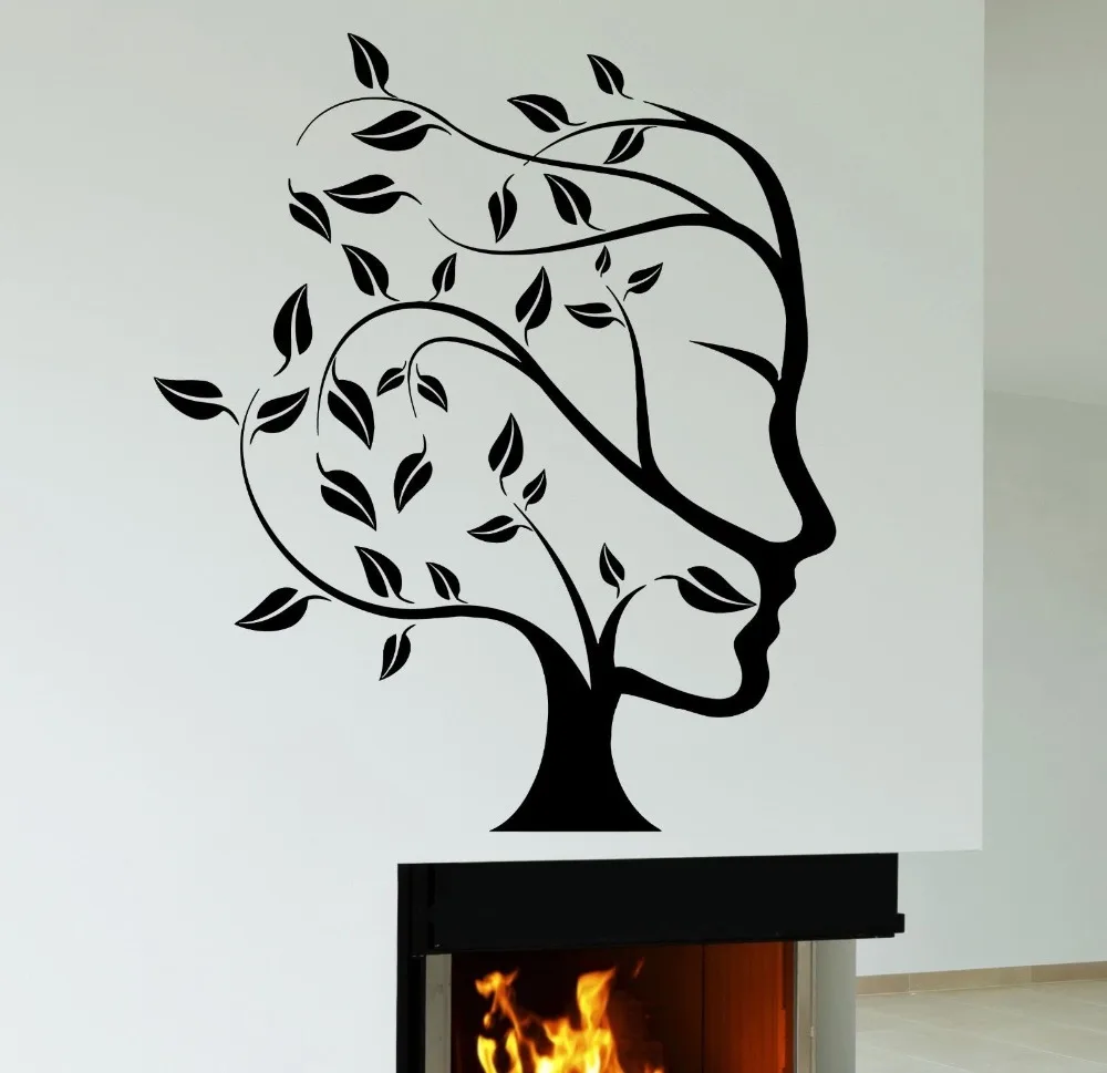 abstract nature tree woman face wall sticker creative art design wall decals home room art decorative