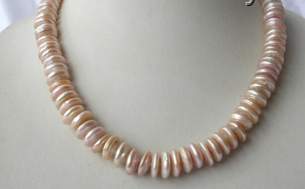 

huij 0033036 stunning big 12mm round coin pink freshwater cultured pearl necklace