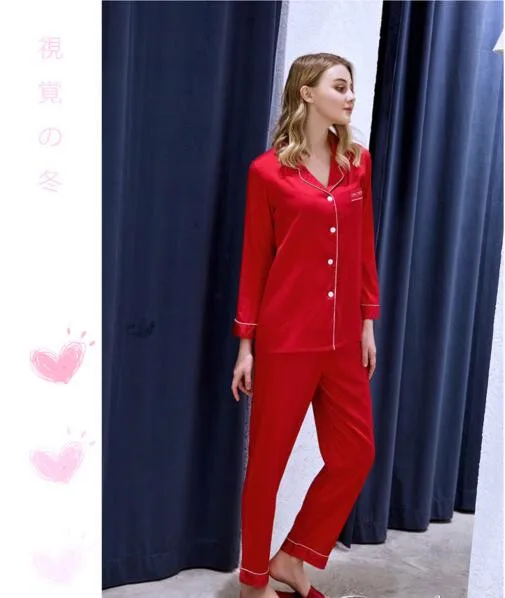 

Женская пижама, Мужской Шелковый Атласный Костюм из 2 предметов, тонкая пижама с длинными рукавами для отдыха, студентов и молодежи, домашняя одежда J072