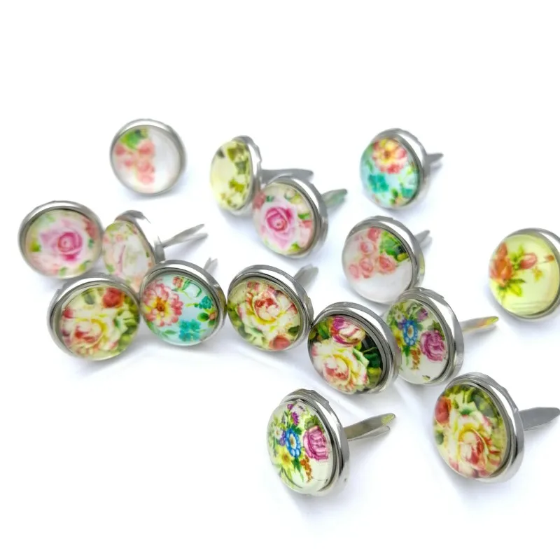 

12mm Gemstone Beautiful flowers Rhinestone Metal Brads for Scrapbooking Vintage Paper Craft Embellishment