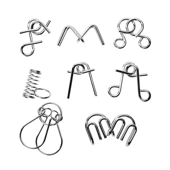 Montessori Materials 8pcs/set Metal Wire Puzzle IQ Mind Brain Teaser Puzzles Game For Adults And Kids Eeducational Toy