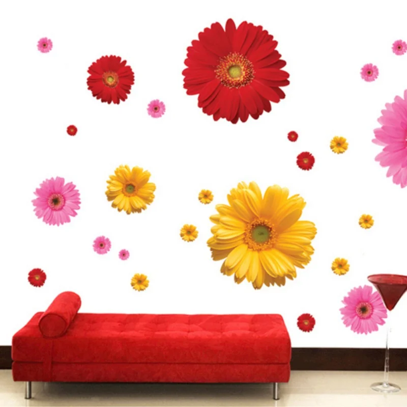 Цветы DIY настенная декоративная наклейка декоративная Комбинация Хризантема ромашка домашняя Спальня Настенная Наклейка AB