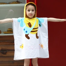 Дети хлопок пчелы узор пляж шаль Для мальчиков и девочек пляжное полотенце плавания мультфильм парео 60 см x 120 см 2-7years лет дети желтый
