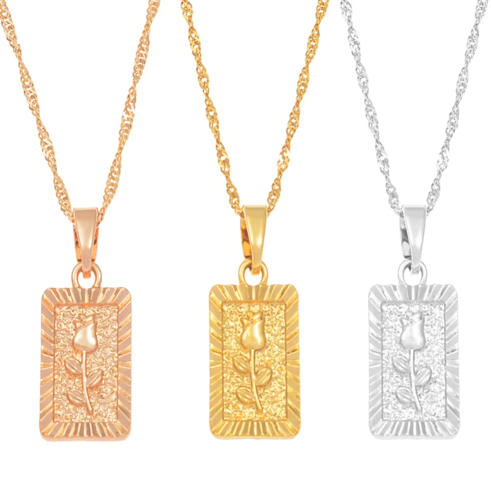 

Anniyo (1Piece) Rose Flower Pendant Necklaces for Women Girls Jewelry Mama Wife Mother Girlfriend Romantic Gifts #167306