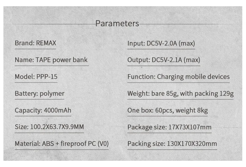 Remax магнитная лента Мобильный банк питания USB внешний аккумулятор Зарядка Pover банк для samsung huawei Tablet 2A портативный Банк питания