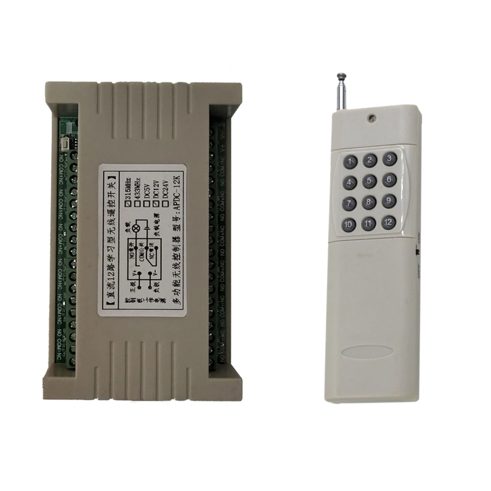 

3000M Long Range DC 12V 24V 12 CH 12CH RF Wireless Remote Control Switch System Transmitter Radio Relay Receiver 315/433 MHz