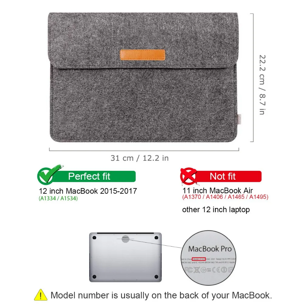 Фетровый чехол для планшета сумка 12 дюймового MacBook 2017/2016/2015 с дисплеем Retina|Чехлы