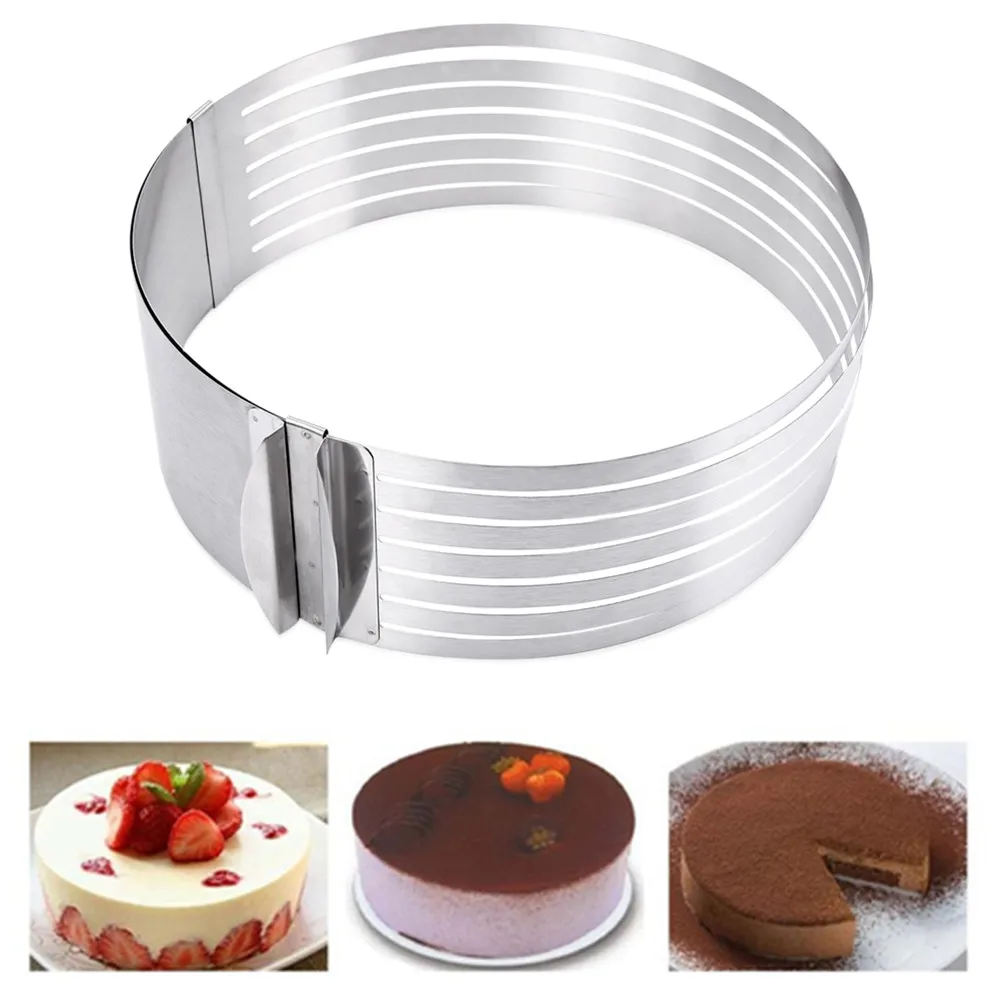 Инструмент для резки торта из нержавеющей стали, регулируемое оборудование для резки торта, прессформы, металлическое кольцо, противень для выпечки, инструмент для приготовления торта