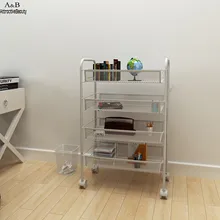 Homdox 4-Tier Multifunctional Metal Useful Storage Cart Rack Shelf Living Room Rolling Cart Bathroom Organization Net Basket
