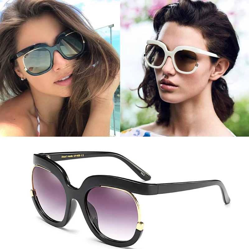 

2019 DPZ Vintage Oversized Sunglasses Women Half Mirror Round Sunglasses Lady Female Brand Designer Gradient Lens Eyewear UV400
