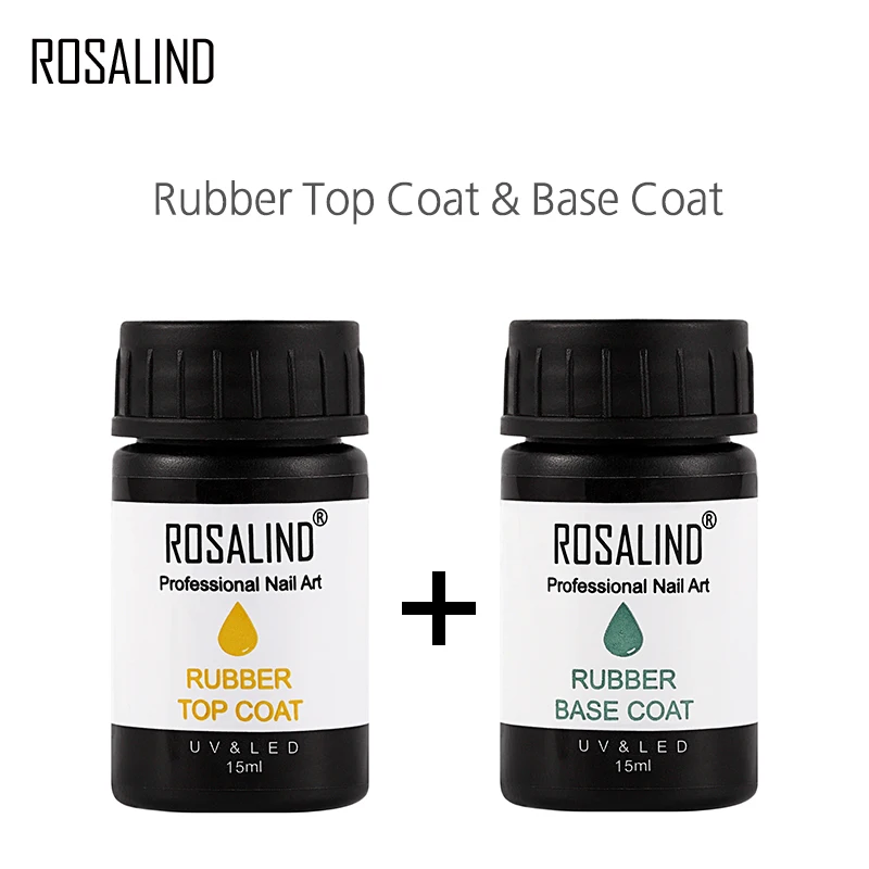 

ROSALIND Rubber 15ml & 30ml Base Top Coat Gel Nail Polish Set For Manicure UV LED Lamp Gel Varnish Primer Nail Art Long Lasting