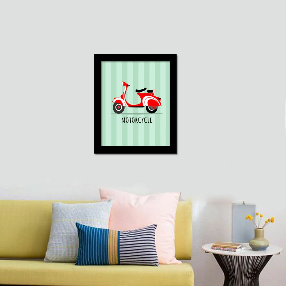 HAOCHU-Baby-Shower-Gifts-Cute-Cartoon-Bicycle-Motorcycle-Motivational-Quotes-Canvas-Painting-Green-Poster-Pictures-For (1)