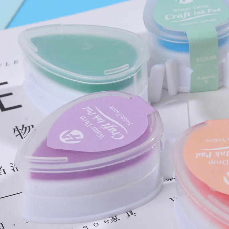 6pcs/set Japanese ink Stamp Pads for Children Water Droplets Inkpad Colorful Ink Pad Kids Favors DIY Scrapbooking Drop Shape