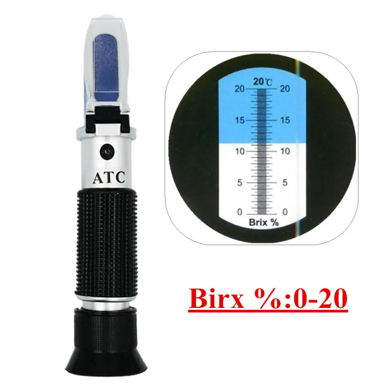 

0-20% Handheld Honey Fruit Sugar Solution Brix Refractometer Juice Sweetness Saccharimeter Concentration Meters Sale 40%Off