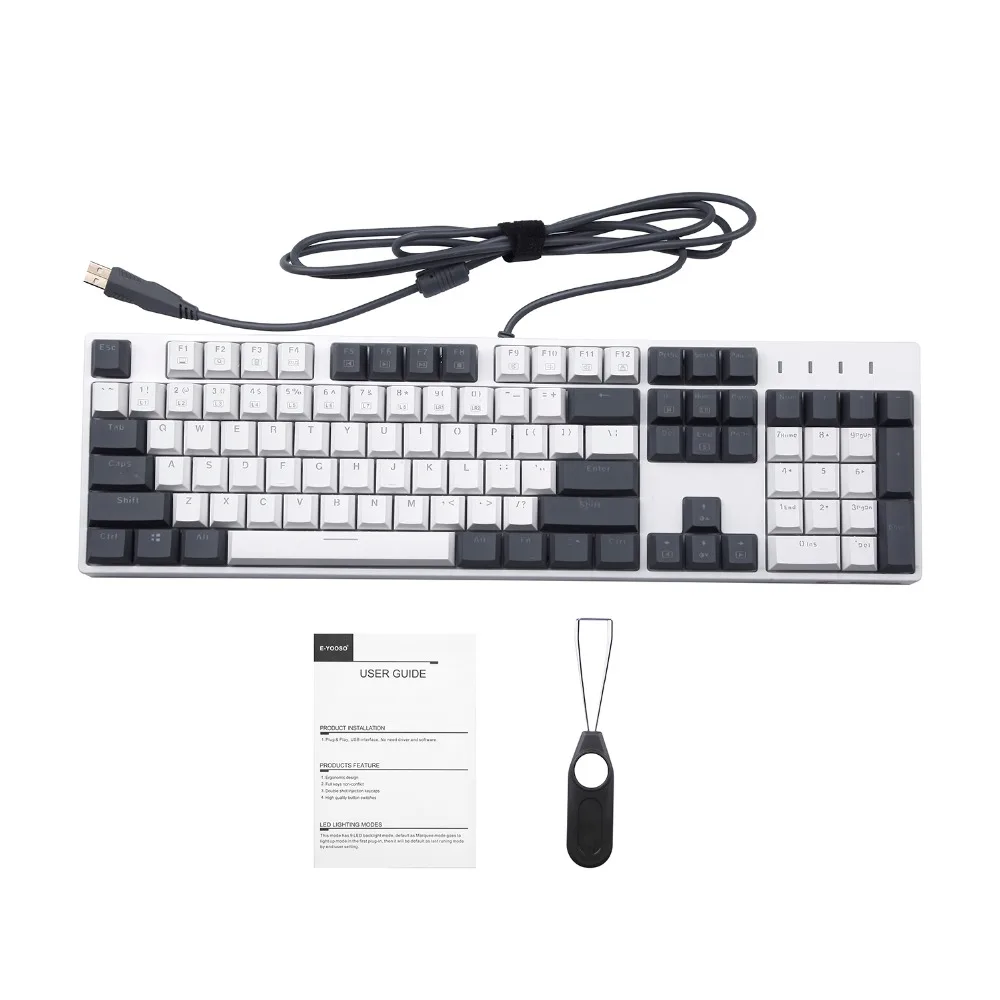  Contrast Color Mechanical Keyboard with LED Backlight Outemu Clicky Blue Switches USB Wired for Typ