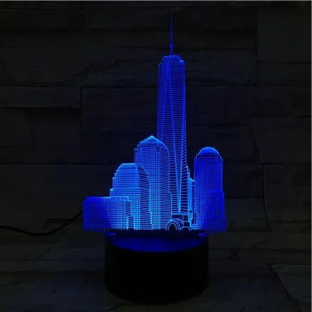 

World Trade Center Usb 3d Led Night Light veilleuse Lamp Decoration RGB Kids Baby Gift Famous Buildings Table Lamp Bedside neon