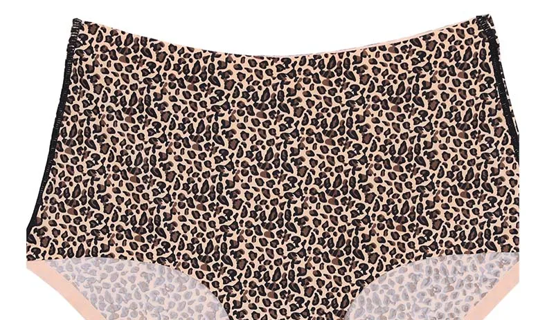 Queenral Plus Size M L XL XXL XXXL Panties Seamless Briefs Underwear Women Lingerie Sexy High Waist Cotton Leopard Intimates7
