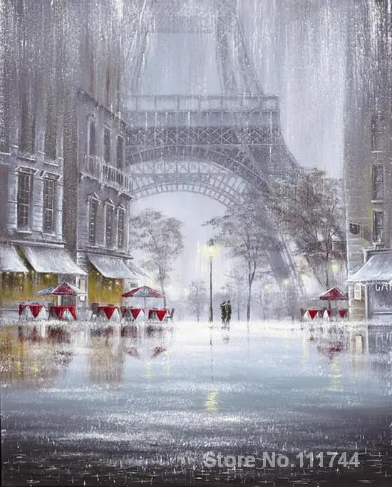 

Handmade Oil Painting Raining in Paris by Brent Lynch decorative art High quality