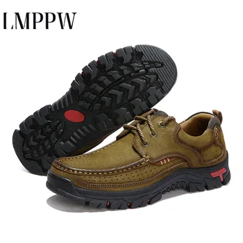 

Genuine Leather Men's Shoes Lace-up Man Outdoor Mountain Casual Shoes Thick Bottom Stitch Non-slip Male Shoes Big Size Footwear2