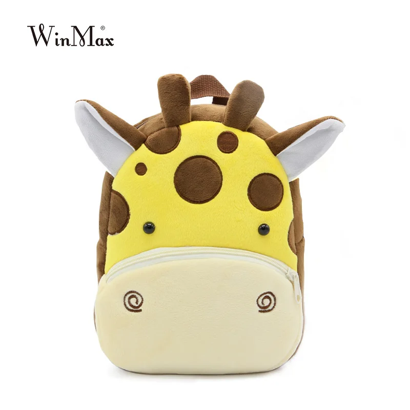 ##BUY Cute Zoo Plush school bag For Girls And Boys Cartoon Kindergarten Backpack Kids Animal Stuffed Toy Bag Infants panda dog giraffe