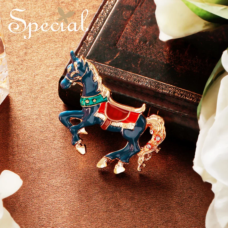 KingDeng Blue Horses Броши Женские Аксессуары Модные Эмаль Булавки Брошь Роскошные