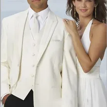 Цвета слоновой кости смокинги для жениха лучшие/мужские платья/свадебные костюмы для жениха/смокинг индивидуального пошива/мужской костюм пиджак, жилет, брюки