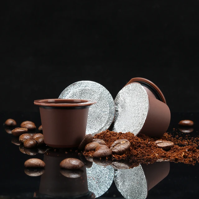 Best Price 1 pcs Reusable Nespresso Capsule Empty Refillable Coffee 20 pcs Disposible Adhesive Aluminum Foil Seals  1 spoon and brush